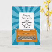 Gelukkige Vaderdag Vaders met Typewriter & Bril Kaart (Gele Bloem)