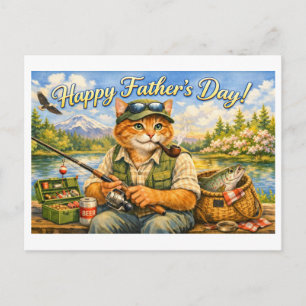 Gelukkige Vaderdag van je vissen Gember Kat Papa Briefkaart