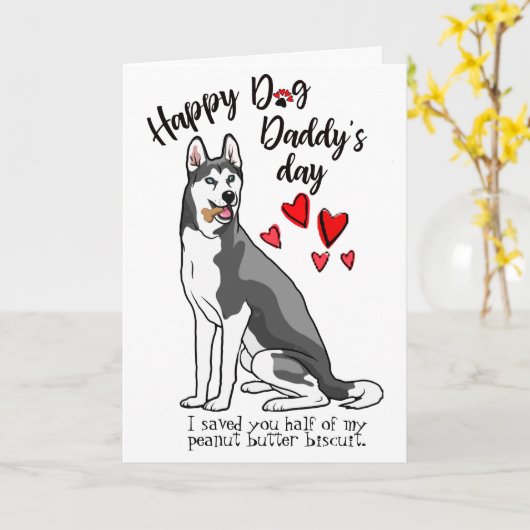 Gelukkige Vaderdag van uw Siberische Husky Dog Kaart (Gele Bloem)