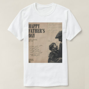 Gelukkige Vaderdag Vintage Brief en Opa Portret T-shirt