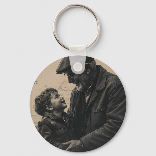 Gelukkige Vaderdag Vintage Brief Sleutelhanger (Achterkant)