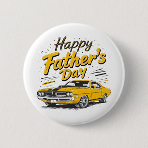 Gelukkige Vaderdag Vintage Spierauto Vader Ronde Button 5,7 Cm