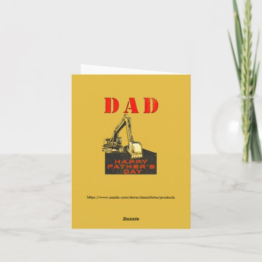 Gelukkige Vaderdag Zware Apparatuur Bouwer Papa Kaart (Achterkant)