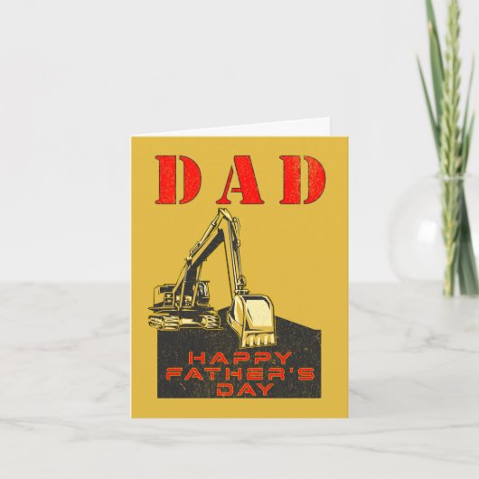Gelukkige Vaderdag Zware Apparatuur Bouwer Papa Kaart (Voorkant)