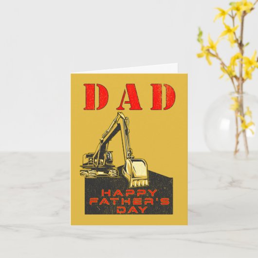 Gelukkige Vaderdag Zware Apparatuur Bouwer Papa Kaart (Gele Bloem)