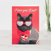 Gelukkige Vaderdag Zwarte Kat met Zonnebril Feestdagen Kaart (Voorkant)