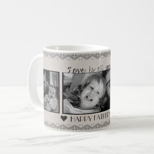 Gelukkige Vaderdag - Zwarte & Witte Landelijke Sja Koffiemok (Voorkant links)