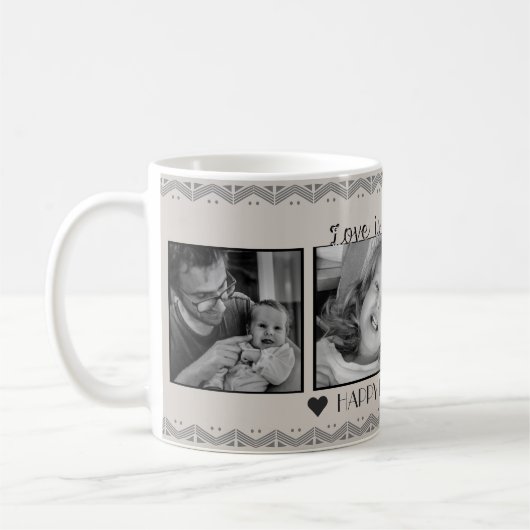 Gelukkige Vaderdag - Zwarte & Witte Landelijke Sja Koffiemok (Links)