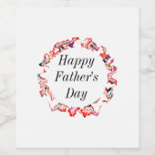 Gelukkige Vaders Dag Bladerbloemige Bloemen Bloeme Wijn Etiket (Enkel label)