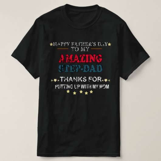 gelukkige vaders dag in mijn stiefvader bedankt vo t-shirt (Design voorkant)