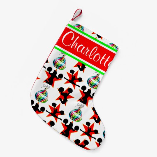 GELUKKIGE VAKANTIE CHEERLEADER GEPERSONALISEERDE S KLEINE KERSTSOK (Voorkant (Hangend))