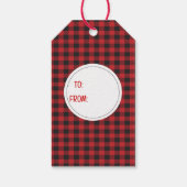 Gelukkige Vakantie Sneeuwman Rood en Zwart Land Pl Cadeaulabel (Achterkant)