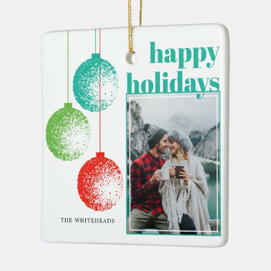 Gelukkige vakantiefoto keramisch ornament (Links)