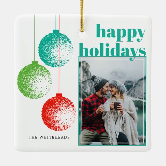 Gelukkige vakantiefoto keramisch ornament (Achterkant)