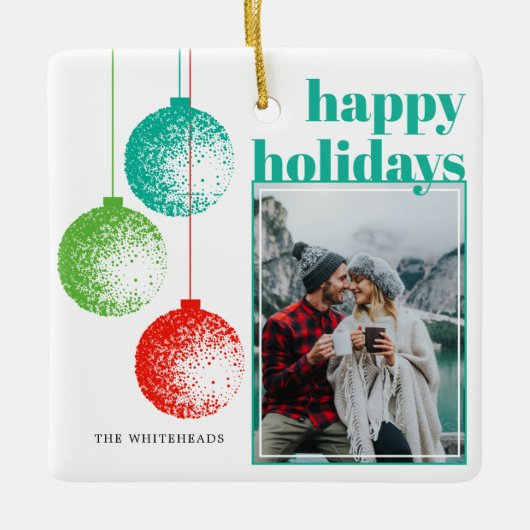 Gelukkige vakantiefoto keramisch ornament (Voorkant)