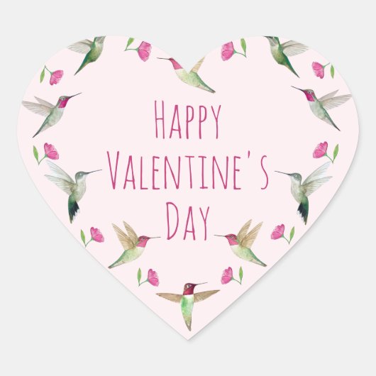 Gelukkige Valentijn Anna's kolibries Hart Sticker (Voorkant)