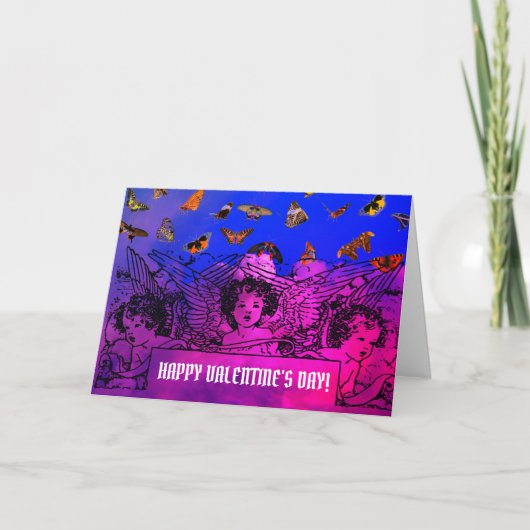 GELUKKIGE VALENTIJN DAG KAART MET ENGELEN (Voorkant)