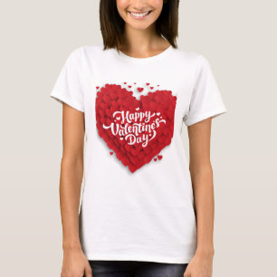 Gelukkige valentijn dag witte typografie vrouwen T T-shirt