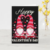 Gelukkige Valentijn Gnome Schattige Rode Harten Li Kaart (Gele Bloem)