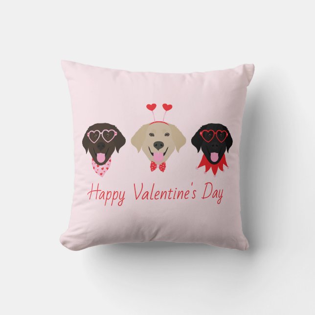 Gelukkige Valentijn Labrador Retriever Honden Kussen (Voorkant)