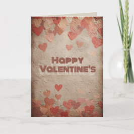 Gelukkige Valentijn Oude Achtergrond Met Harten Kaart