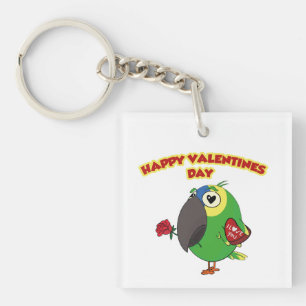 gelukkige valentijn papegaai sleutelhanger