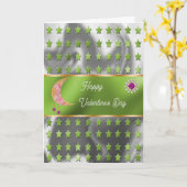 Gelukkige Valentijn Roze Maan Juwelen & Sterren Kaart (Gele Bloem)