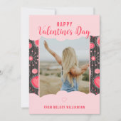 Gelukkige Valentijn Wispelturige rode harten bloem Feestdagenkaart (Voorkant)