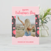 Gelukkige Valentijn Wispelturige rode harten bloem Feestdagenkaart (Staand voorkant)