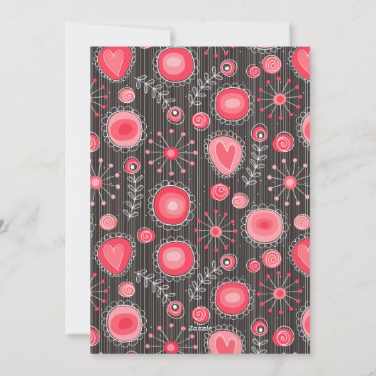 Gelukkige Valentijn Wispelturige rode harten bloem Feestdagenkaart (Achterkant)