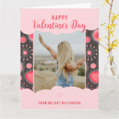 Gelukkige Valentijn Wispelturige rode harten bloem Kaart (Gele Bloem)