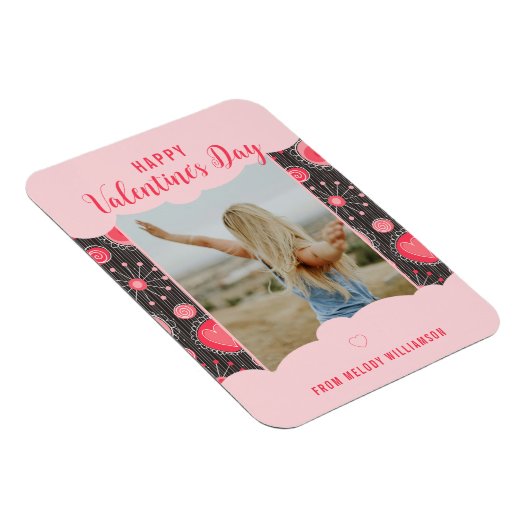 Gelukkige Valentijn Wispelturige rode harten bloem Magneet (Rechterzijde)