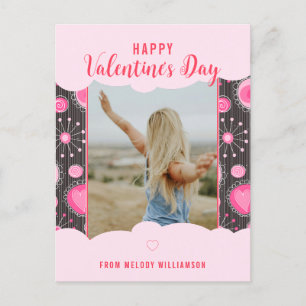 Gelukkige Valentijn Wispelturige Roze harten bloem Feestdagenkaart