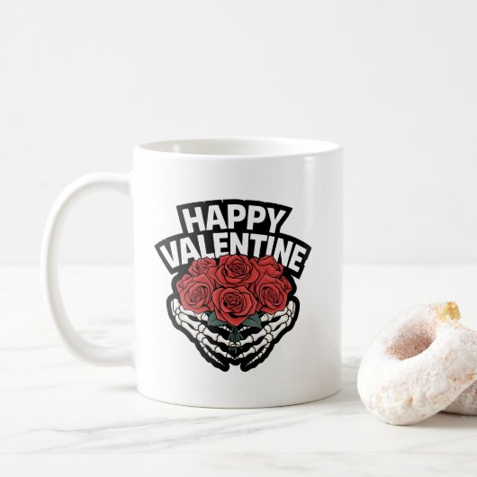 Gelukkige Valentijn Zelfs Botten hebben liefde nod Koffiemok (Met donut)