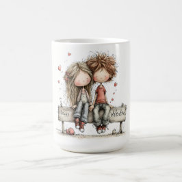 Gelukkige Valentijnsbankillustratie Koffiemok