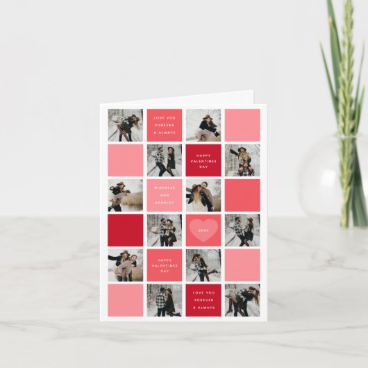 Gelukkige Valentijnsdag 12 fotorooster Feestdagen Kaart (Voorkant)