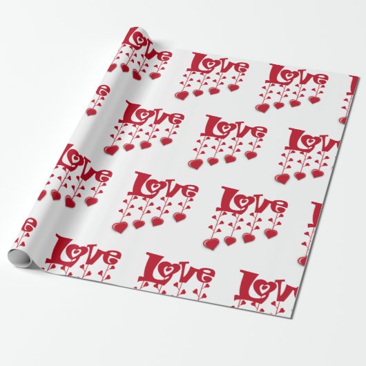 GELUKKIGE VALENTIJNSDAG 2024 LIEFDE ROOD HART CADEAUPAPIER (Uitgerold)