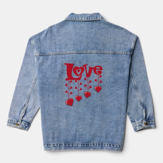 GELUKKIGE VALENTIJNSDAG 2024 LIEFDE ROOD HART DENIM JACKET (Achterkant)