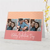 Gelukkige Valentijnsdag 3 foto hart patroon Kaart (Gele Bloem)