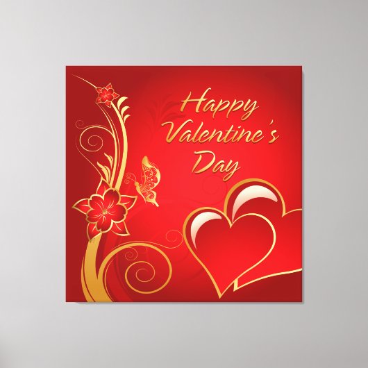 Gelukkige Valentijnsdag 3 Wrapped Canvas Afdruk (Voorkant)