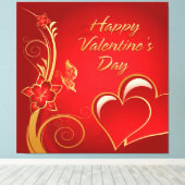 Gelukkige Valentijnsdag 3 Wrapped Canvas Afdruk (Insitu (Houten vloer))
