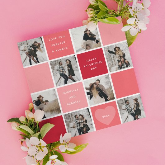 Gelukkige Valentijnsdag 8 fotorooster Feestdagenkaart