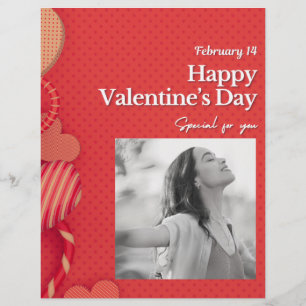 Gelukkige Valentijnsdag Aangepaste foto rode harte Briefhoofd