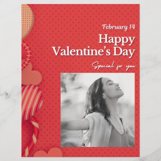 Gelukkige Valentijnsdag Aangepaste foto rode harte Briefhoofd (Voorkant)
