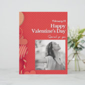 Gelukkige Valentijnsdag Aangepaste foto rode harte Briefhoofd (Staand voorkant)