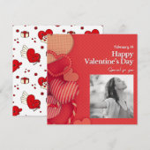 Gelukkige Valentijnsdag aangepaste foto rode harte Feestdagenkaart (Voorkant / Achterkant)