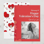 Gelukkige Valentijnsdag aangepaste foto rode harte Feestdagenkaart (Voorkant / Achterkant)
