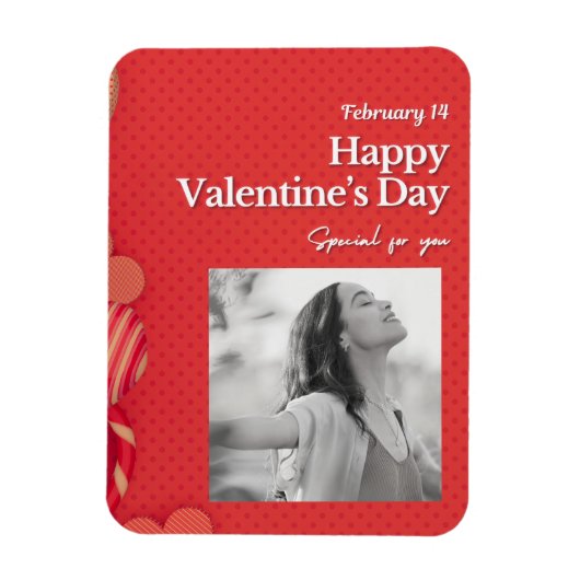 Gelukkige Valentijnsdag Aangepaste foto rode harte Magneet (Verticaal)