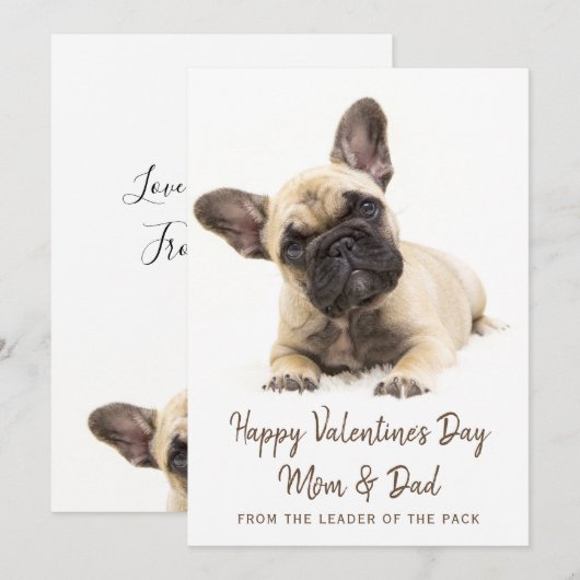 Gelukkige Valentijnsdag Aangepaste Franse Bulldog  Feestdagenkaart (Voorkant / Achterkant)