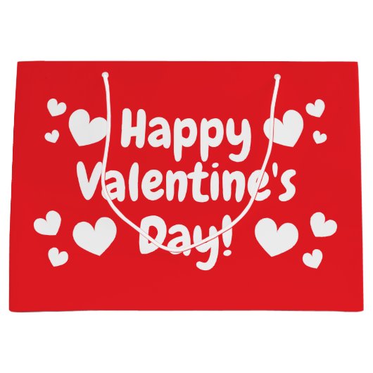 Gelukkige Valentijnsdag aangepaste rood en wit har Groot Cadeauzakje (Voorkant)